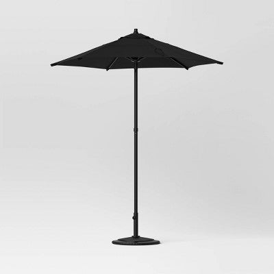 6' Round Outdoor Patio Market Umbrella Black with Black Pole - Room Essentials: With Carrying Bag, Push-Up Lift (LOCAL PICKUP ONLY)