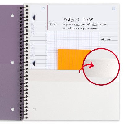 Five Star 130 Sheet 1 Subject Wide Ruled Customizable Notebook Lilac