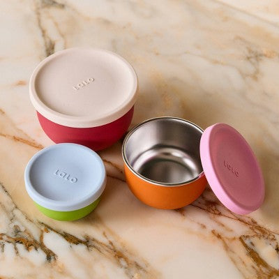 Lalo Stainless Nesting Snack Bowls - Picnic Party - 3pk