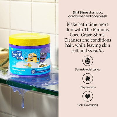 Suave Kids' 3-in-1 Coco-Craze Slime Minions Shampoo and Conditioner - 13.5 fl oz