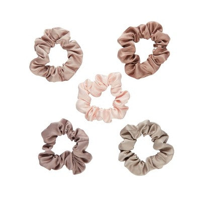 scunci Classic Comfort Mini Satin Scrunchies - Pinks/Tans - All Hair - 5pcs