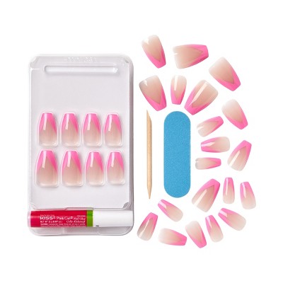 KISS Products Salon Acrylic French Color Fake Nails - Squared - 31ct
