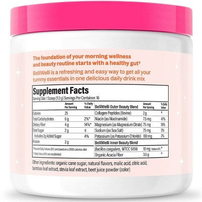 BelliWelli Daily Fiber Supplement + Probiotics, Electrolytes, Collagen, Powder - Tropical Breeze - 16 servings