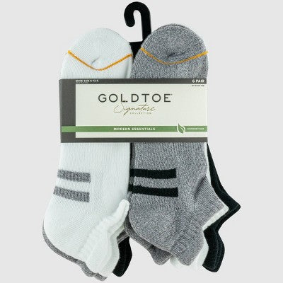 Goldtoe Signature Collection Men's Modern Essential No Show Socks 6pk - Black/White/Gray 6-12.5