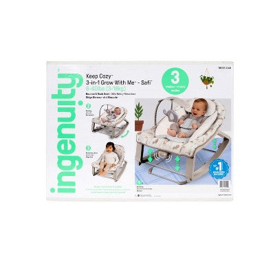 Ingenuity Keep Cozy 3-in-1 Grow with Me Baby Bouncer, Rocker & Toddler Seat - Safi (LOCAL PICKUP ONLY)