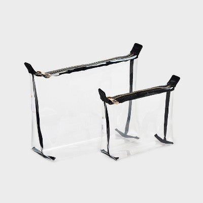 Travel Bag Pouch System - Universal Thread Clear: Solid TPU Vinyl Clutch, Zip Closure, 10.25" x 7" x 3.25"
