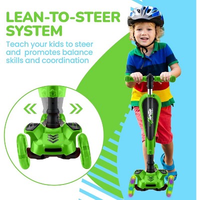 Hurtle 3-Wheeled Scooter for Kids - Wheel LED Lights - Green (LOCAL PICKUP ONLY)