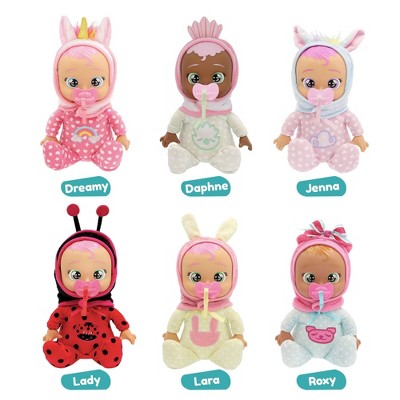 Cry Babies Tiny Cuddles Newborn 10" Daphne Baby Doll Pink Hair/Green Eyes