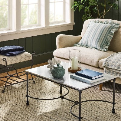 Metal and Marble Coffee Table White Carrara Marble/Dark Bronze - Threshold designed with Studio McGee (LOCAL PICKUP ONLY)