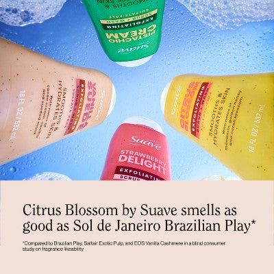 Suave Exfoliating Sulfate-Free Hydrating Body Wash and Scrub - Citrus Blossom - 18 fl oz: For Normal Skin, Whole Body, Liquid Form, Squeeze Bottle