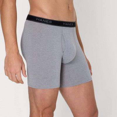 Hanes Premium Men's Cotton Stretch Boxer Briefs - Gray/Blue S