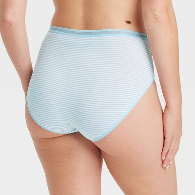 Women's 6pk Cotton Stretch Briefs Underwear - Auden Assorted Color L: High Rise, Solid & Classic Patterns