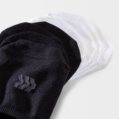 Women's Lightweight 4pk Liner Socks - All In Motion White/Black 4-10: Moisture Wicking, Arch Support