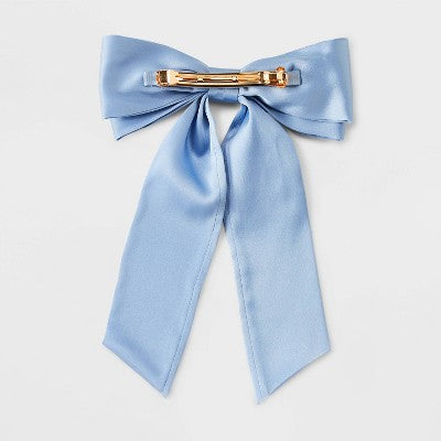Girls' 2pk Flower Satin Bow Hair Clips - art class Blue/White
