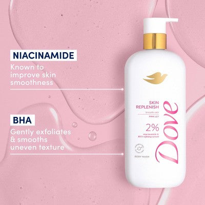 Dove Beauty Serum Body Wash with 2% Niacinamide and BHA Refining Serum - Skin Replenish -18.5 fl oz
