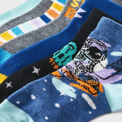 Boys' 7pk Ankle Space Socks - Cat & Jack Heather Blue L