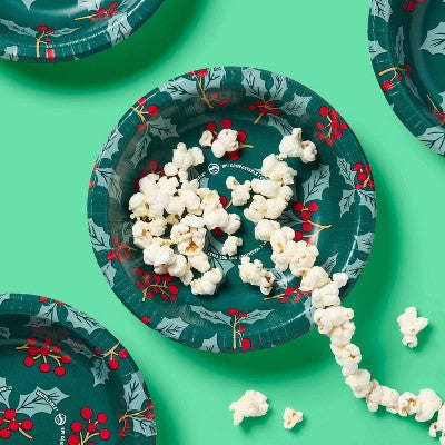Holiday Disposable Bowls - Holly - 20oz/20ct - up&up