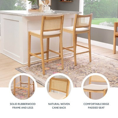Powell Set of 2 Bessie Cane Barstools Natural (LOCAL PICKUP ONLY)
