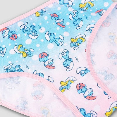 Girls' Smurfs 7pk Underwear - 4: Cotton Briefs with Full Waistband Elastic