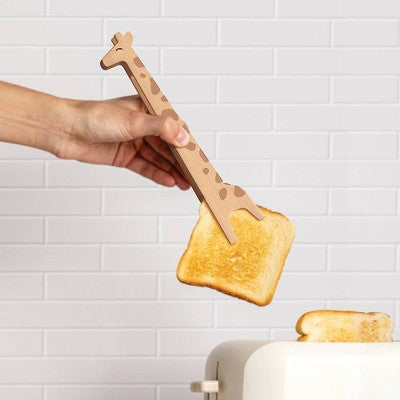 Ototo Holiday Gift Wood Jerry Giraffe Toaster Tongs