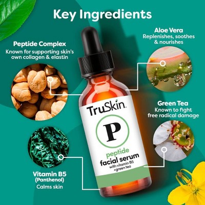 TruSkin Peptide Facial Serum with Vitamin B5 and Green Tea - 1 fl oz: Paraben-Free, Sulfate-Free, Normal Skin, Unscented