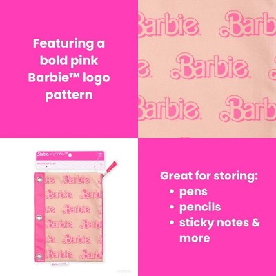 Yoobi Barbie Single Zip Binder Case Pink Barbie Logo Pattern, School Supplies
