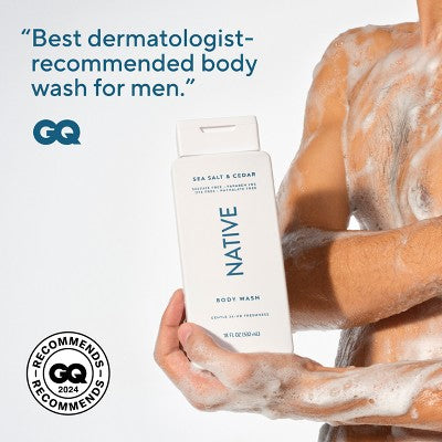 Native Body Wash for Men & Women - Sea Salt & Cedar - Sulfate Free - 18 fl oz: Moisturizing Nourishing Liquid