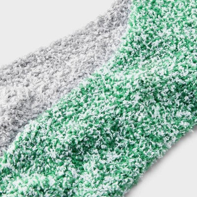Women's Marled 2pk Cozy Crew Socks - Auden Green/Gray 4-10