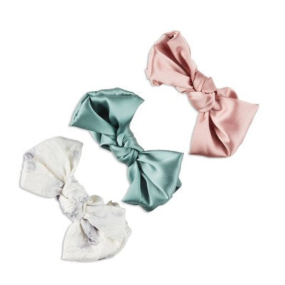scunci be-u-tiful Satin Bow Scrunchies - Cream/Gray/Blush/Sage - 3pk