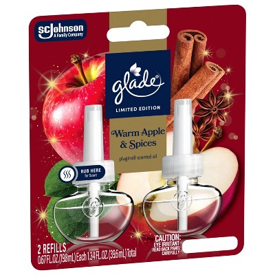 Glade Air Freshener Plug Ins Fall Scented Oil Diffuser Refills - Warm Apple & Spices - 1.34 fl oz/2pk