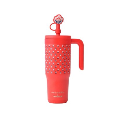 Reduce x Vera Bradley 24oz Chiller Spill Proof Stainless Steel Insulated Straw Tumbler and Topper Bluebell Ditsy Hibiscus