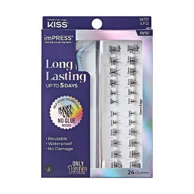 Impress Pre-Glued Lash Clusters Kit - Demi Edgy False Eyelashes - 24ct