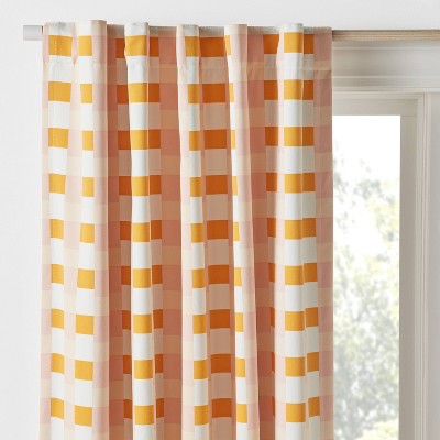 42"W x 84"L Checkered Blackout Window Curtain Panel Pink - Pillowfort