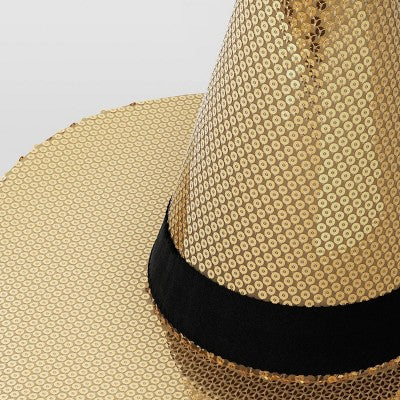 Sequins Witch Hat Halloween Tabletop Fabric Decor with Champagne Gold: 12" Prop - Hyde & EEK! Boutique