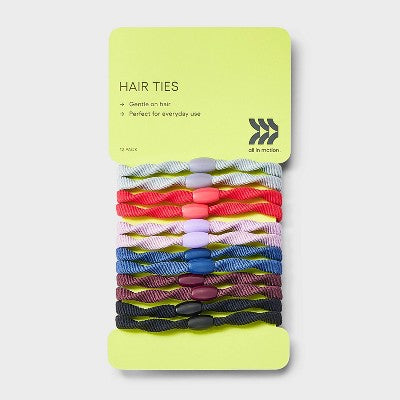 Twisted Hair Elastics with Bead - 12pk - All In Motion: Hair Styling, Securing Hair, Rubber