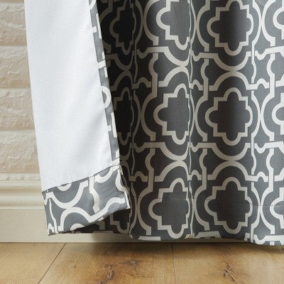 40"x95" Sun Zero Blackout Barnett Trellis Grommet Curtain Panel Gray: Thermal Insulated, Noise Reducing, Energy Efficient