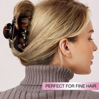 scunci No-Slip Grip Extra Teeth Claw Clip - Brown - Fine Hair