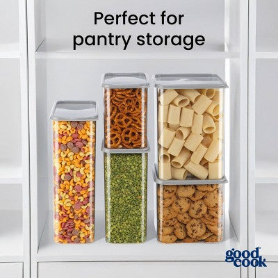 GoodCook 2.8qt 2pc Tall Rectangle + Lid Food Storage Containers Gray