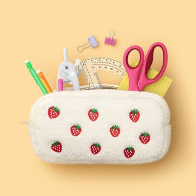 Embroidered Strawberries Pouch White - up&up