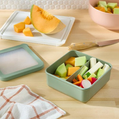 Small Snack Divided Bento (2 Compartments) Green - Figmint