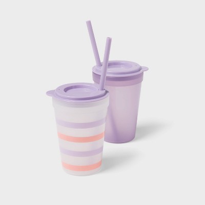 Kids' 18pc Plastic Drinkware Set Peach/Melon - Pillowfort