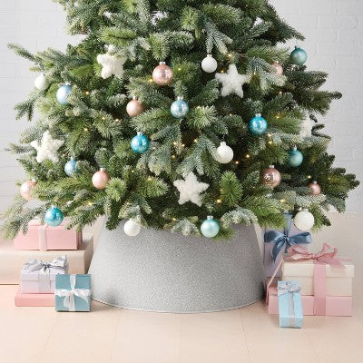 Christmas Roll Up Gray Boucle Tree Collar - Wondershop