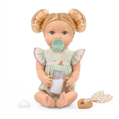 LullaBaby 14" Baby Doll & Disappearing Milk Bottle Set - Blue Eyes Blonde Hair