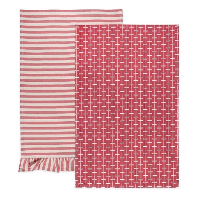 2pk Spring Dish Towels Dobby Woven Pink - Bullseye's Playground