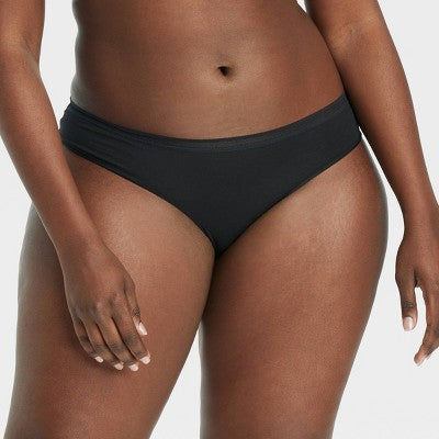 Women's 6pk Cotton Stretch Bikini Underwear - Auden Assorted Neutral L: Mid Rise, Knit Jersey