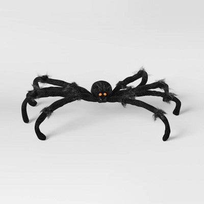 20" Plush Spider Halloween Decorative Prop Black - Hyde and EEK! Boutique: Iridescent Eyes, Indoor Display