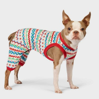 Fair Isle Print Snuggly Soft Matching Family Dog Pajamas - Wondershop Red/White XS