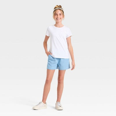Girls' Pull-On Woven Shorts - Cat & Jack Light Wash XXL