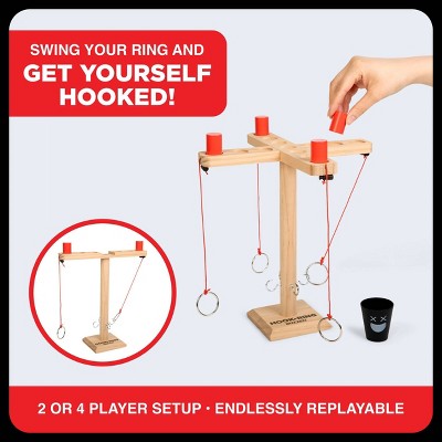 What Do You Meme? Buzzed 4-Way Hook & Ring Toss Game - Wooden Party Game for Adults