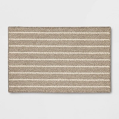 2'x3' Washable Striped Accent Rug Heathered Gray/Brown Almond - Threshold (LOCAL PICKUP ONLY)